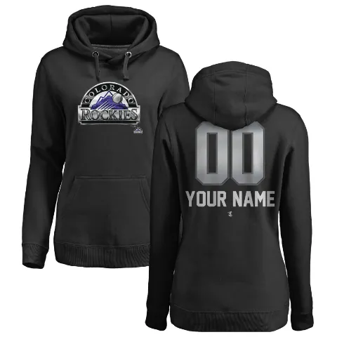Women's Colorado Rockies ＃00 Custom Hoodie Black Custom Midnight Mascot Pullover Hoodie -