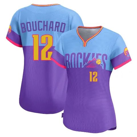 Women's Colorado Rockies ＃12 Sean Bouchard Purple/Light Limited Blue 2025 City Connect Jersey