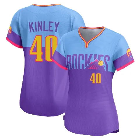 Women's Colorado Rockies ＃40 Tyler Kinley Purple/Light Limited Blue 2025 City Connect Jersey