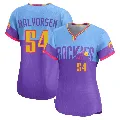 Women's Colorado Rockies ＃54 Seth Halvorsen Purple/Light Limited Blue 2025 City Connect Jersey