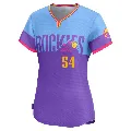 Women's Colorado Rockies ＃54 Seth Halvorsen Purple/Light Limited Blue 2025 City Connect Jersey