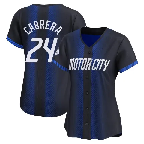 Women's Detroit Tigers ＃24 Miguel Cabrera Blue Limited 2024 City Connect Jersey