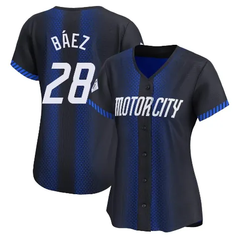 Women's Detroit Tigers ＃28 Javier Baez Blue Limited 2024 City Connect Jersey