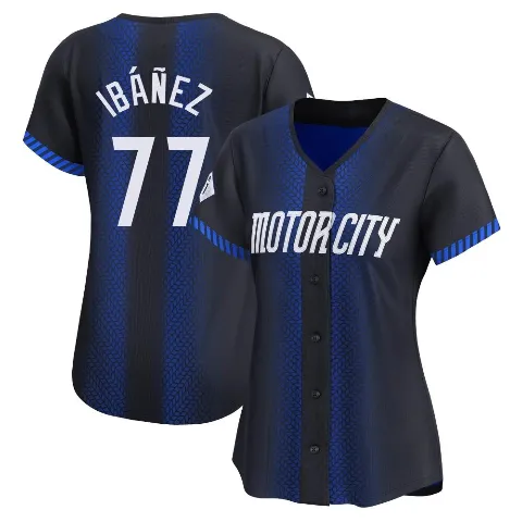 Women's Detroit Tigers ＃77 Andy Ibanez Blue Limited 2024 City Connect Jersey