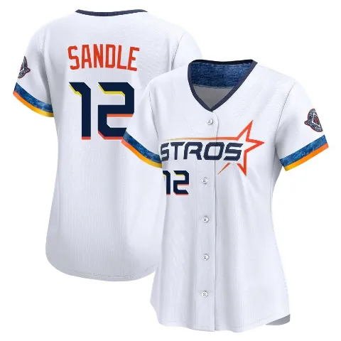 Women's Houston Astros ＃12 Michael Sandle White Limited 2025 City Connect Jersey