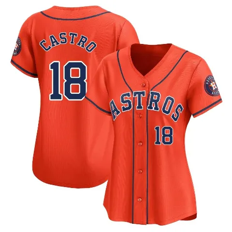 Women's Houston Astros ＃18 Jason Castro Orange Limited Alternate Jersey