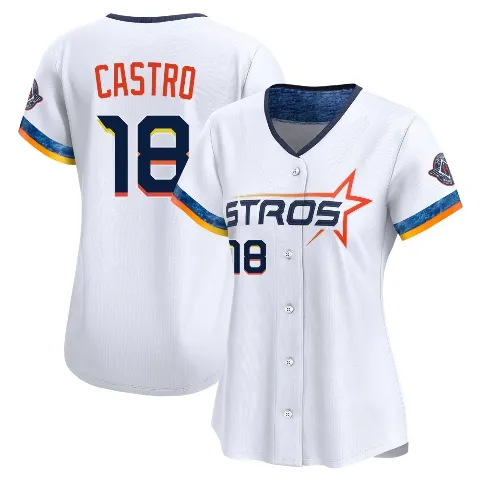 Women's Houston Astros ＃18 Jason Castro White Limited 2025 City Connect Jersey