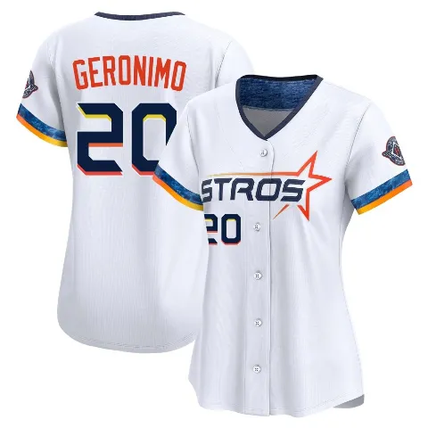 Women's Houston Astros ＃20 Cesar Geronimo White Limited 2025 City Connect Jersey