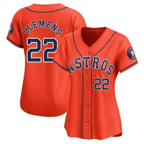 Women's Houston Astros ＃22 Roger Clemens Orange Limited Alternate Jersey