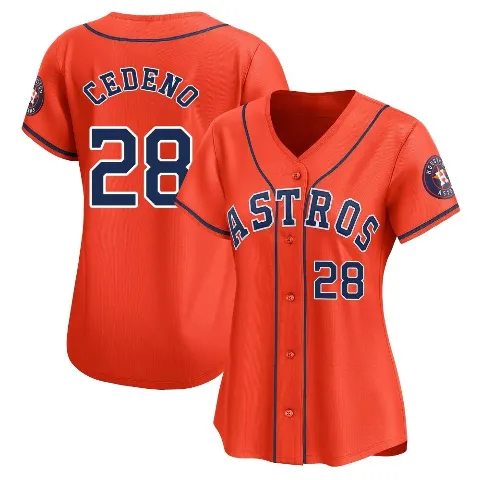 Women's Houston Astros ＃28 Cesar Cedeno Orange Limited Alternate Jersey