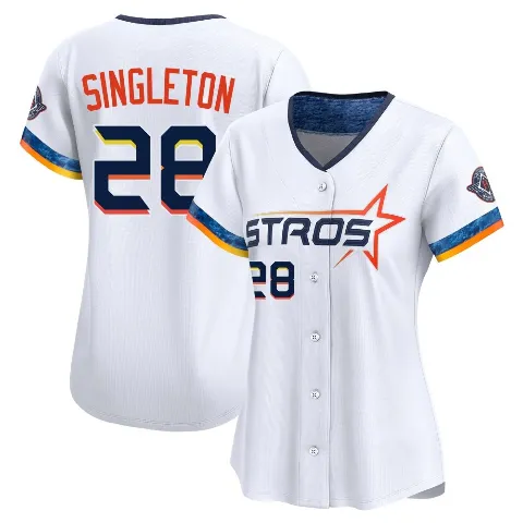 Women's Houston Astros ＃28 Jon Singleton White Limited 2025 City Connect Jersey