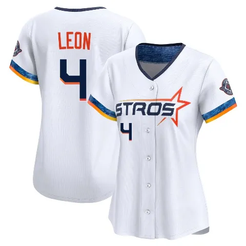 Women's Houston Astros ＃4 Pedro Leon White Limited 2025 City Connect Jersey
