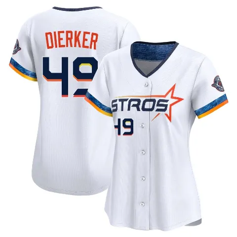 Women's Houston Astros ＃49 Larry Dierker White Limited 2025 City Connect Jersey
