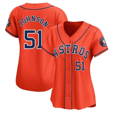 Women's Houston Astros ＃51 Randy Johnson Orange Limited Alternate Jersey
