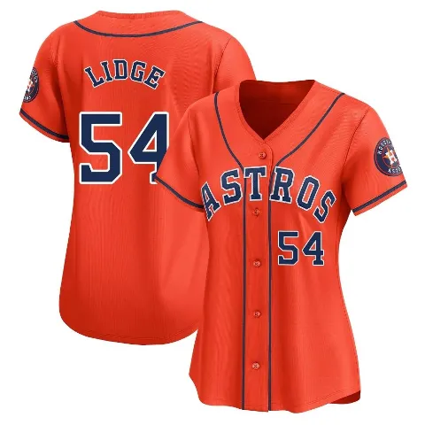 Women's Houston Astros ＃54 Brad Lidge Orange Limited Alternate Jersey
