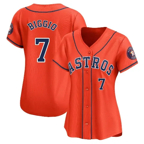 Women's Houston Astros ＃7 Craig Biggio Orange Limited Alternate Jersey