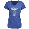 Women's Kansas City Royals ＃00 Custom T-Shirt Royal Custom Base Runner Tri-Blend T-Shirt -