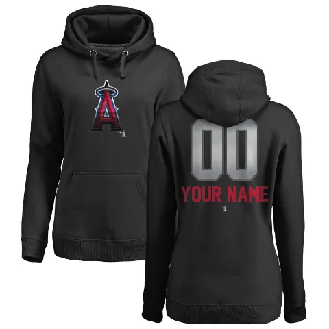 Women's Los Angeles Angels ＃00 Custom Hoodie Black Custom Midnight Mascot Pullover Hoodie -