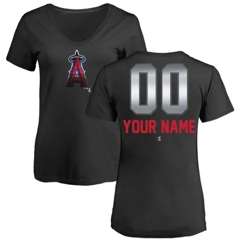 Women's Los Angeles Angels ＃00 Custom T-Shirt Black Custom Midnight Mascot V-Neck T-Shirt -