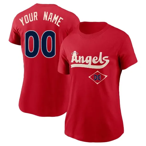 Women's Los Angeles Angels ＃00 Custom T-Shirt Red Custom 2022 City Connect Name & Number T-Shirt