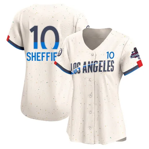 Women's Los Angeles Dodgers ＃10 Gary Sheffield Cream Limited 2024 City Connect World Series Champions Jersey