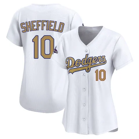 Women's Los Angeles Dodgers ＃10 Gary Sheffield Gold Limited White 2025 Collection Jersey