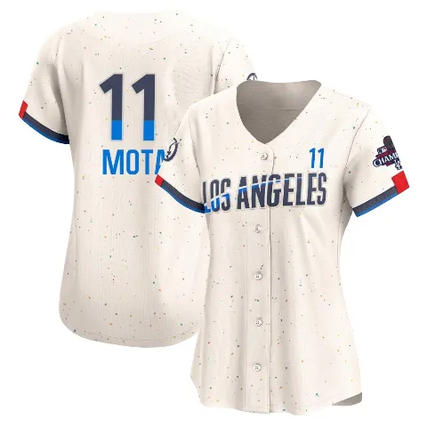 Women's Los Angeles Dodgers ＃11 Manny Mota Cream Limited 2024 City Connect World Series Champions Jersey
