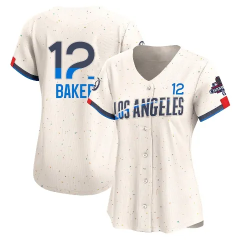 Women's Los Angeles Dodgers ＃12 Dusty Baker Cream Limited 2024 City Connect World Series Champions Jersey