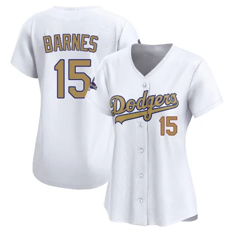 Women's Los Angeles Dodgers ＃15 Austin Barnes Gold Limited White 2025 Collection Jersey