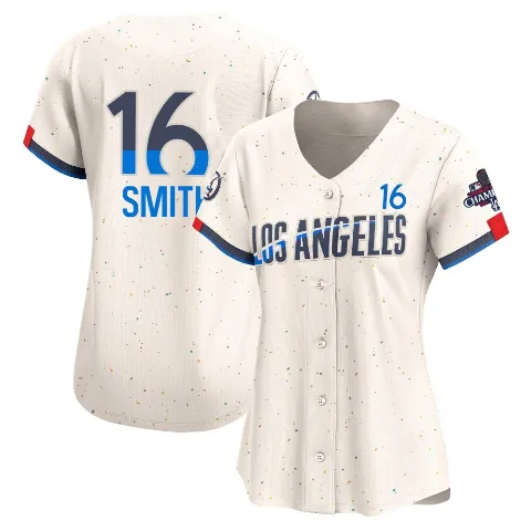 Women's Los Angeles Dodgers ＃16 Will Smith Cream Limited 2024 City Connect World Series Champions Jersey