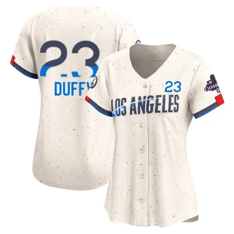 Women's Los Angeles Dodgers ＃23 Danny Duffy Cream Limited 2024 City Connect World Series Champions Jersey