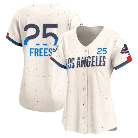 Women's Los Angeles Dodgers ＃25 David Freese Cream Limited 2024 City Connect World Series Champions Jersey