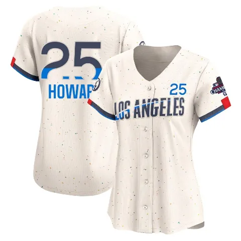 Women's Los Angeles Dodgers ＃25 Frank Howard Cream Limited 2024 City Connect World Series Champions Jersey