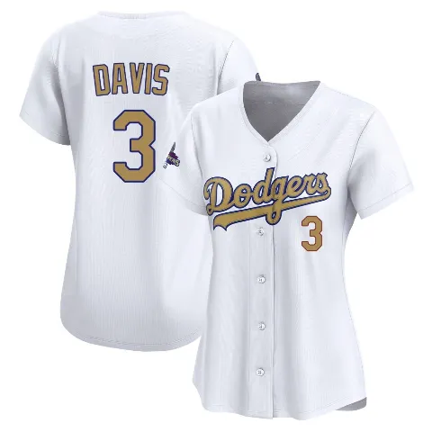 Women's Los Angeles Dodgers ＃3 Willie Davis Gold Limited White 2025 Collection Jersey