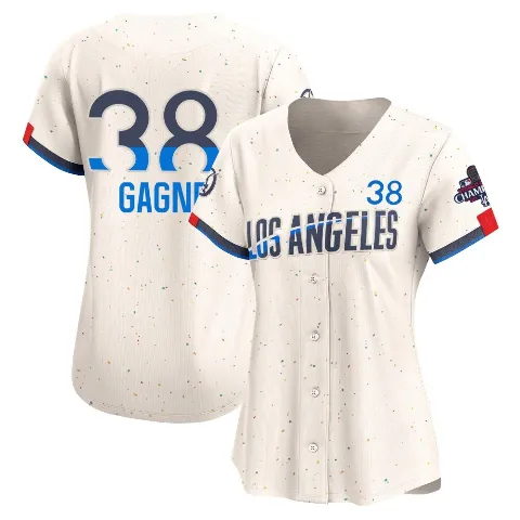 Women's Los Angeles Dodgers ＃38 Eric Gagne Cream Limited 2024 City Connect World Series Champions Jersey