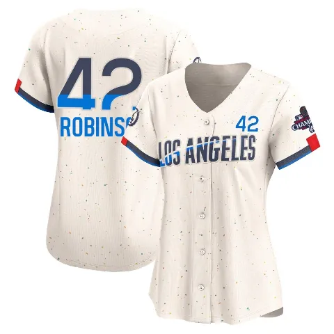 Women's Los Angeles Dodgers ＃42 Jackie Robinson Cream Limited 2024 City Connect World Series Champions Jersey