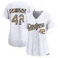 Women's Los Angeles Dodgers ＃42 Jackie Robinson Gold Limited White 2025 Collection Jersey