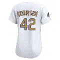 Women's Los Angeles Dodgers ＃42 Jackie Robinson Gold Limited White 2025 Collection Jersey