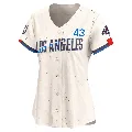 Women's Los Angeles Dodgers ＃43 Anthony Banda Cream Limited 2024 City Connect World Series Champions Jersey