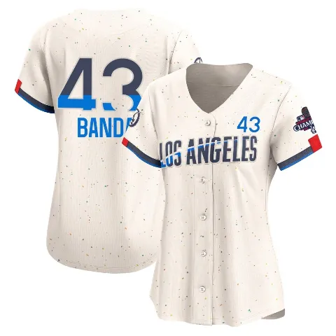 Women's Los Angeles Dodgers ＃43 Anthony Banda Cream Limited 2024 City Connect World Series Champions Jersey