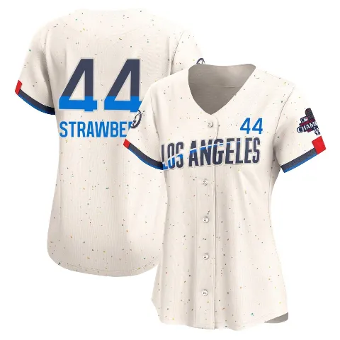 Women's Los Angeles Dodgers ＃44 Darryl Strawberry Cream Limited 2024 City Connect World Series Champions Jersey