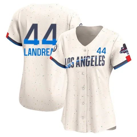 Women's Los Angeles Dodgers ＃44 Ken Landreaux Cream Limited 2024 City Connect World Series Champions Jersey