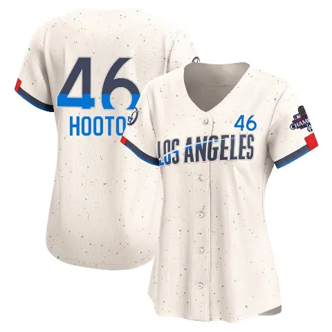 Women's Los Angeles Dodgers ＃46 Burt Hooton Cream Limited 2024 City Connect World Series Champions Jersey