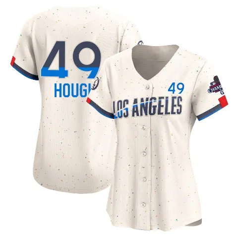 Women's Los Angeles Dodgers ＃49 Charlie Hough Cream Limited 2024 City Connect World Series Champions Jersey