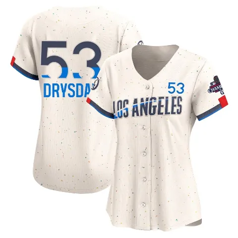Women's Los Angeles Dodgers ＃53 Don Drysdale Cream Limited 2024 City Connect World Series Champions Jersey