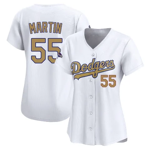 Women's Los Angeles Dodgers ＃55 Russell Martin Gold Limited White 2025 Collection Jersey
