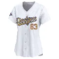 Women's Los Angeles Dodgers ＃63 Kyle Hurt Gold Limited White 2025 Collection Jersey
