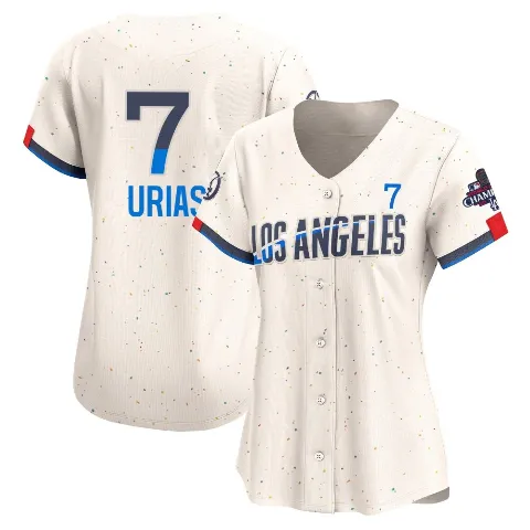 Women's Los Angeles Dodgers ＃7 Julio Urias Cream Limited 2024 City Connect World Series Champions Jersey