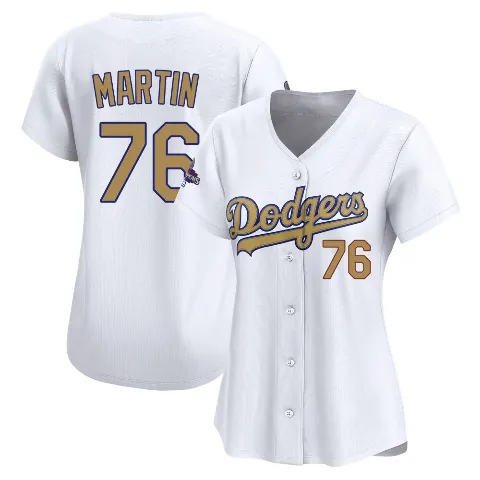 Women's Los Angeles Dodgers ＃76 J.D. Martin Gold Limited White 2025 Collection Jersey