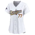 Women's Los Angeles Dodgers ＃77 River Ryan Gold Limited White 2025 Collection Jersey